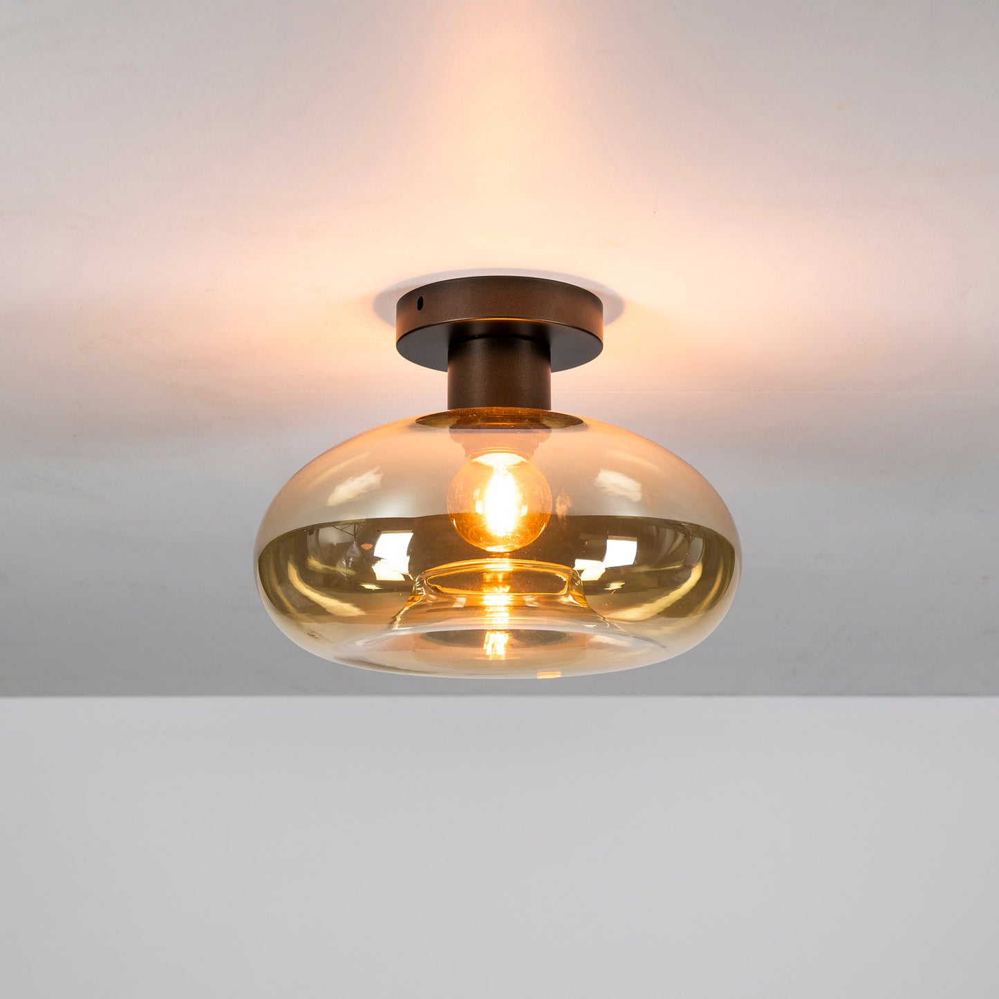 Plafondlamp Donut - 1-lichts - Amberkleurig (Internet retour)