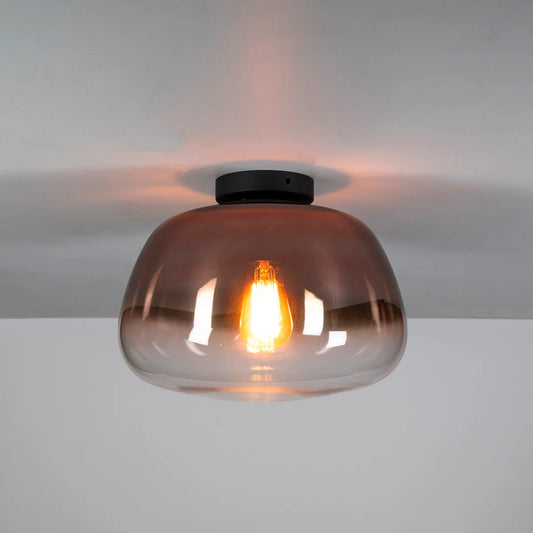 Plafondlamp Luvra - 1-lichts - Koperkleur - Glas (internet retour)