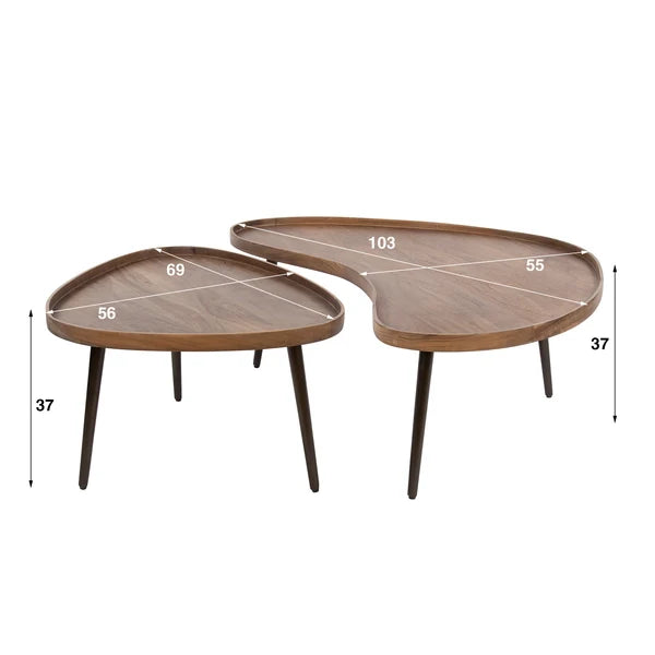 Salontafel Novora - Organisch - Acaciahout - Set van 2 (Internet Retour)