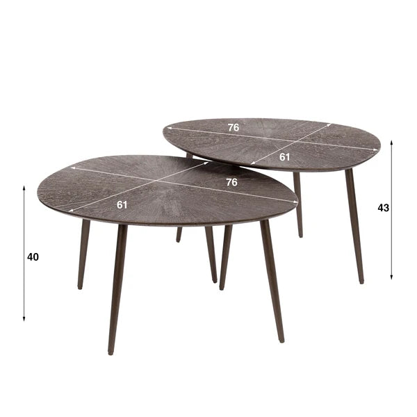 Salontafel Selin - Organisch - Brons - Hout - Set van 2 (internet retour)