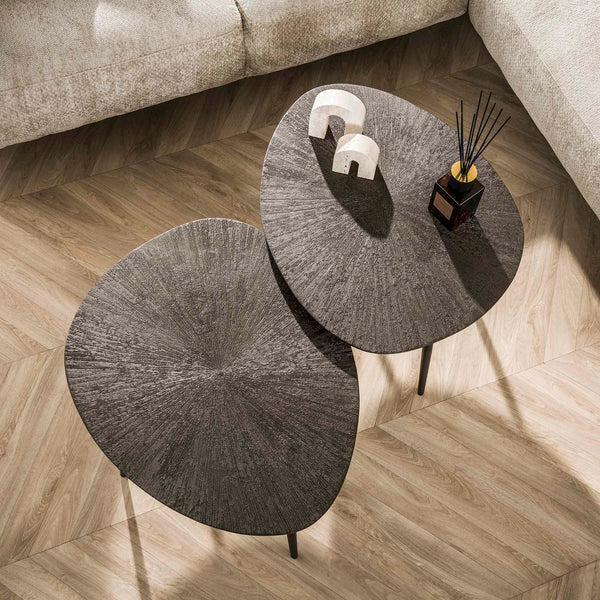 Salontafel Selin - Organisch - Brons - Hout - Set van 2 (internet retour)