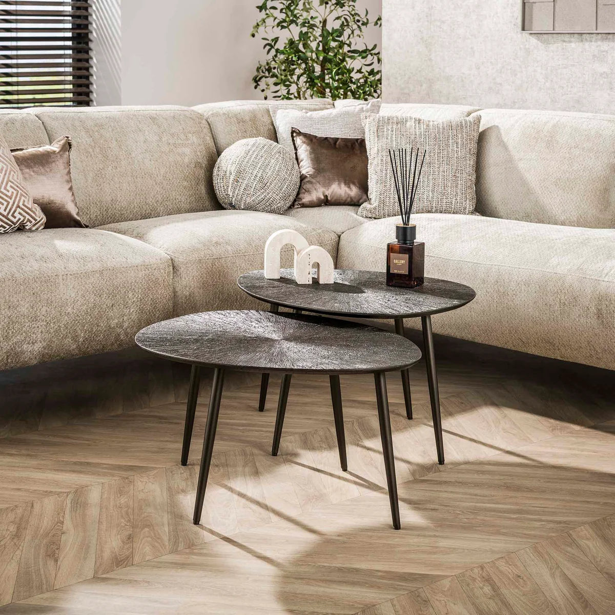 Salontafel Selin - Organisch - Brons - Hout - Set van 2 (internet retour)