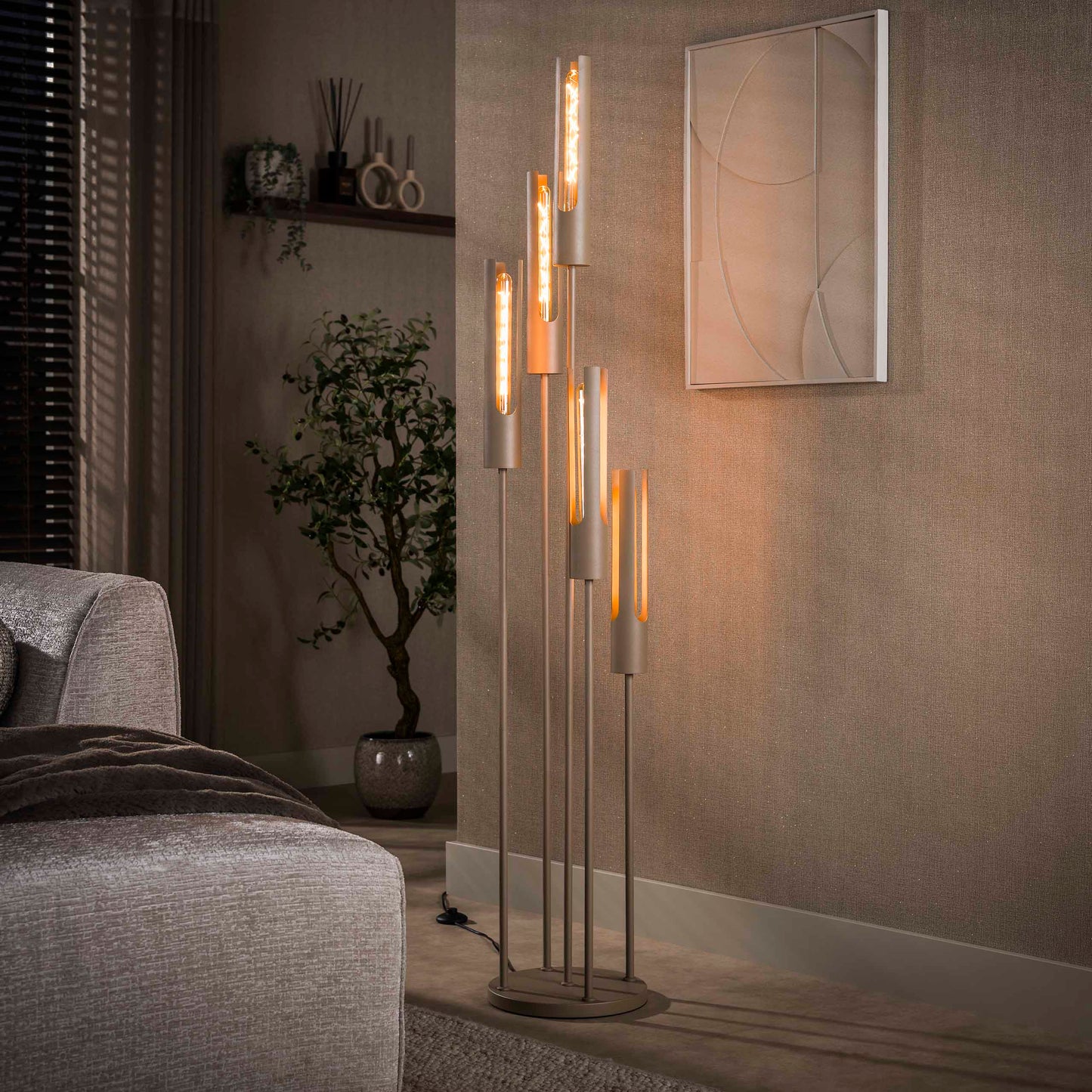 Vloerlamp Lumen - 5-lichts - Beige (Internet Retour)