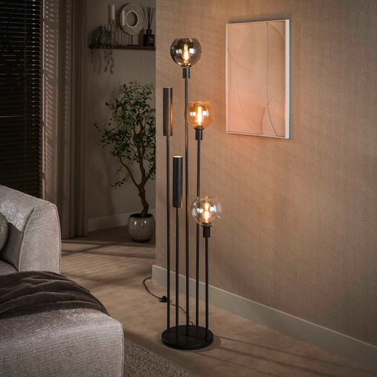 Vloerlamp Luneo - 5-lichts - Amber Mix - 175 cm - Met Spots (Internet retour)