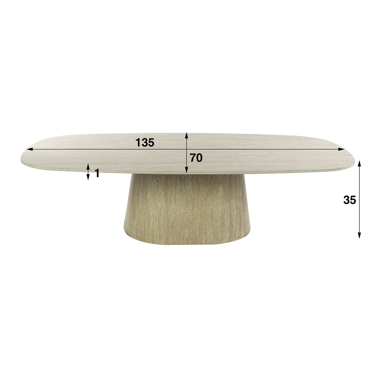 Deens Ovale Salontafel Centro Keramiek in Travertinlook 135 x 70cm